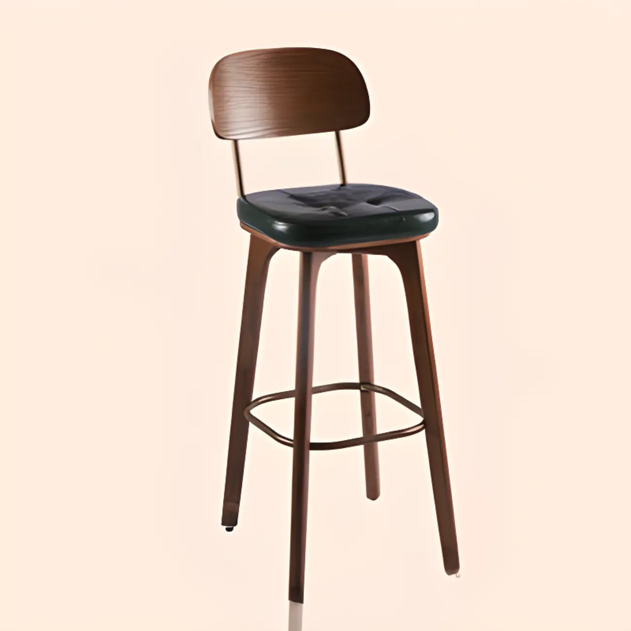 Brown Modern Wood Open Back Leather Bar Stools Image - 20 | homeyfad