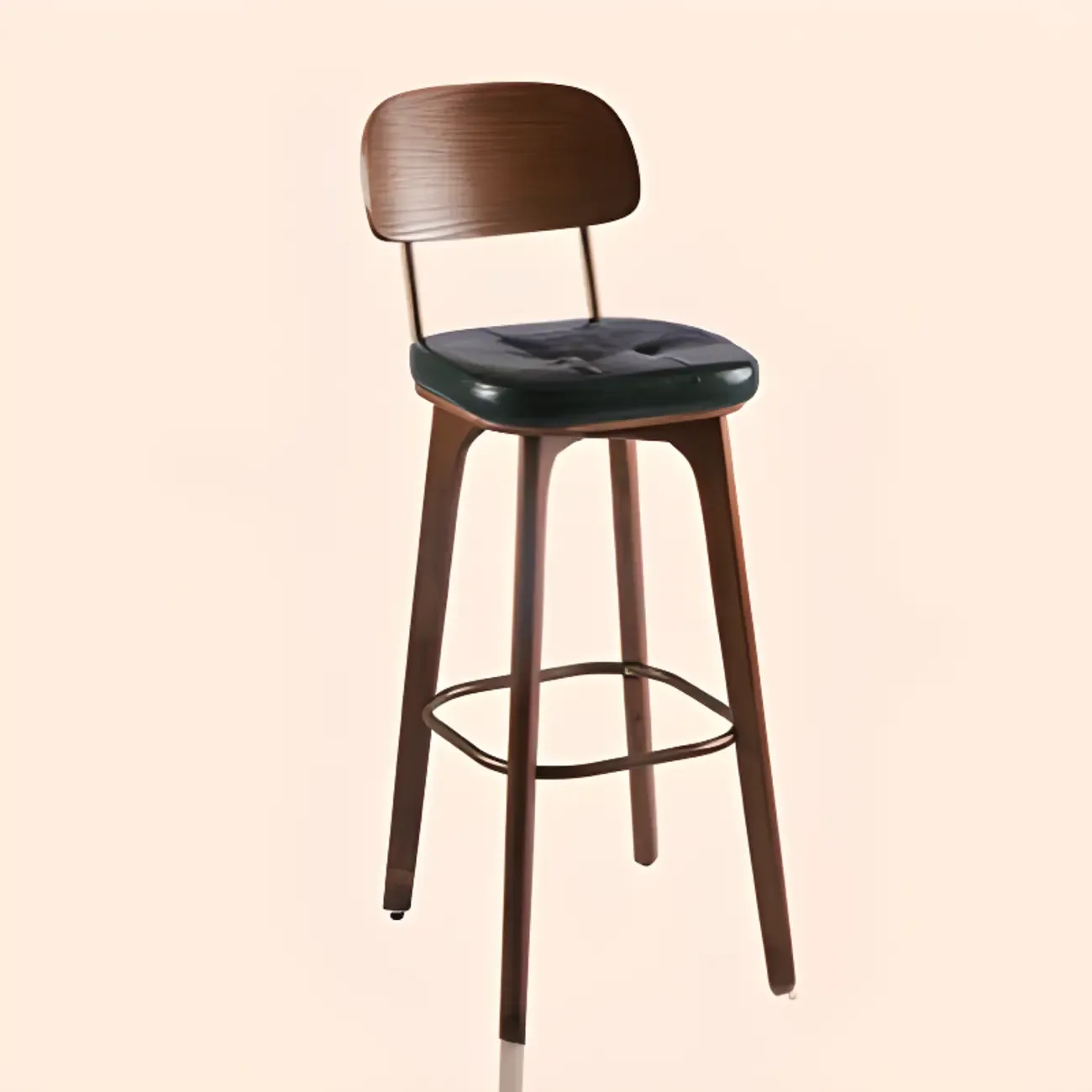 Brown Modern Wood Open Back Leather Bar Stools Image - 20