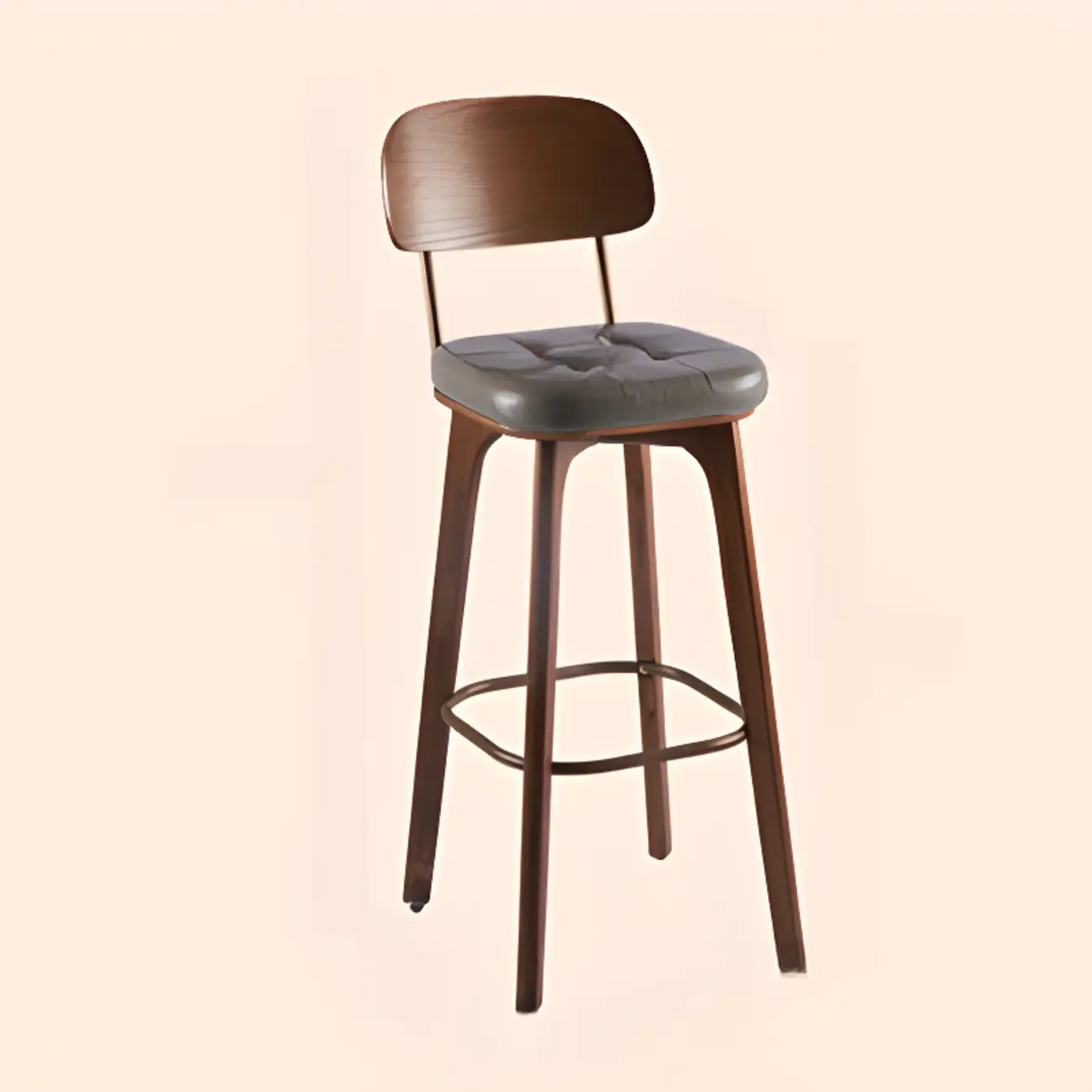 Brown Modern Wood Open Back Leather Bar Stools Image - 23 | homeyfad