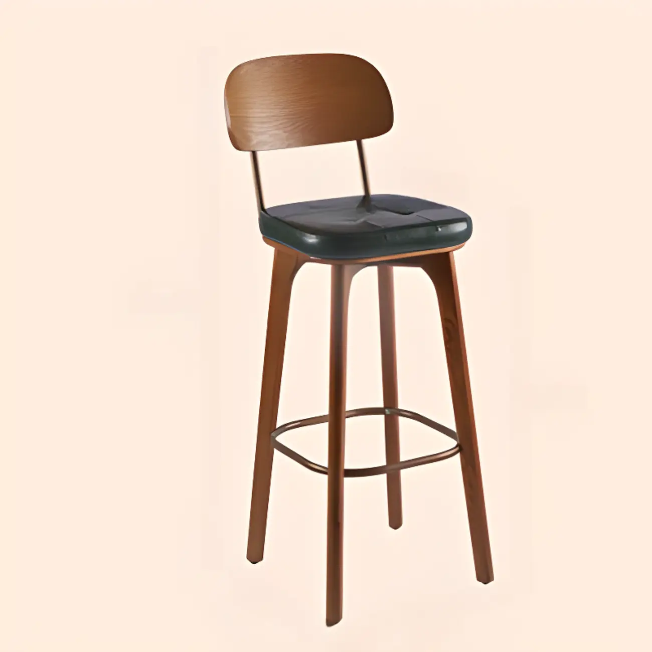 Brown Modern Wood Open Back Leather Bar Stools Image - 24 | homeyfad