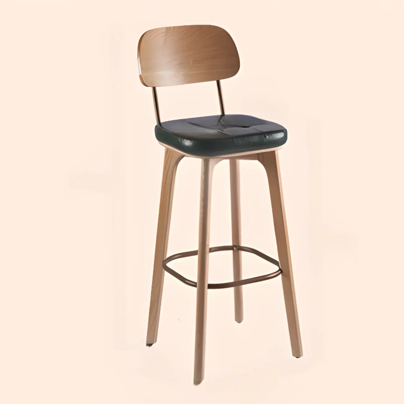 Brown Modern Wood Open Back Leather Bar Stools Image - 25 | homeyfad