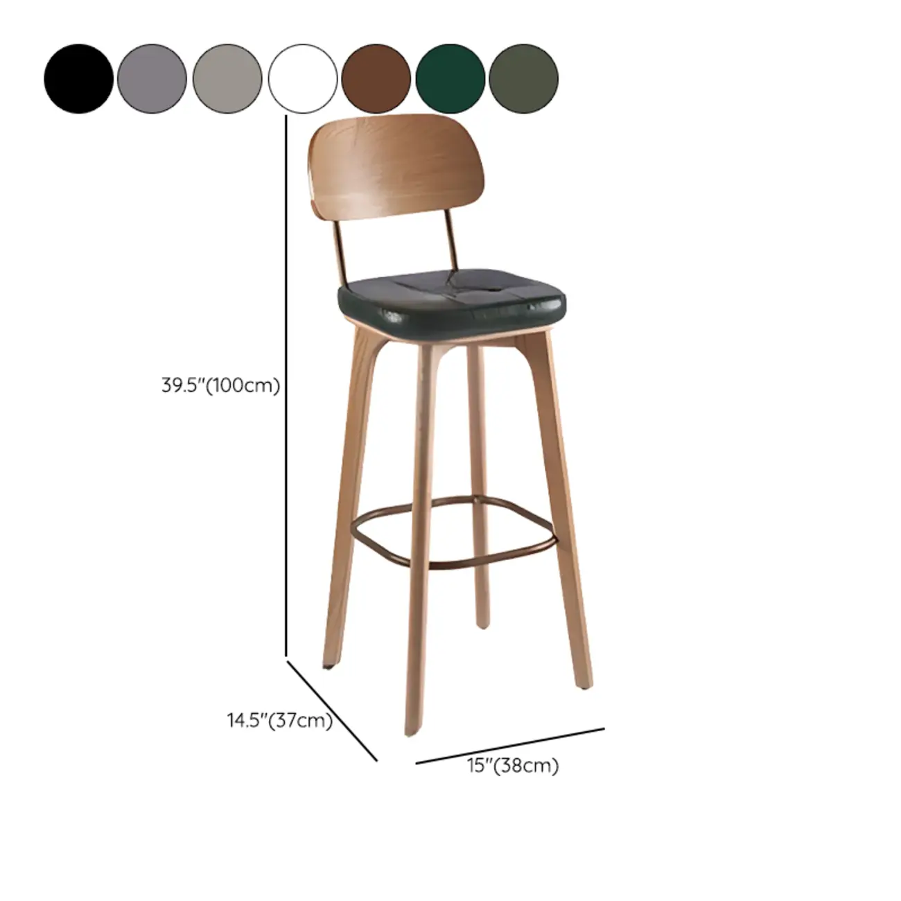 Brown Modern Wood Open Back Leather Bar Stools #size | homeyfad
