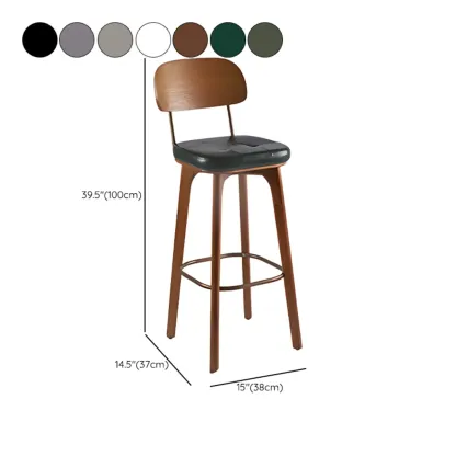 Brown Modern Wood Open Back Leather Bar Stools Image - 30