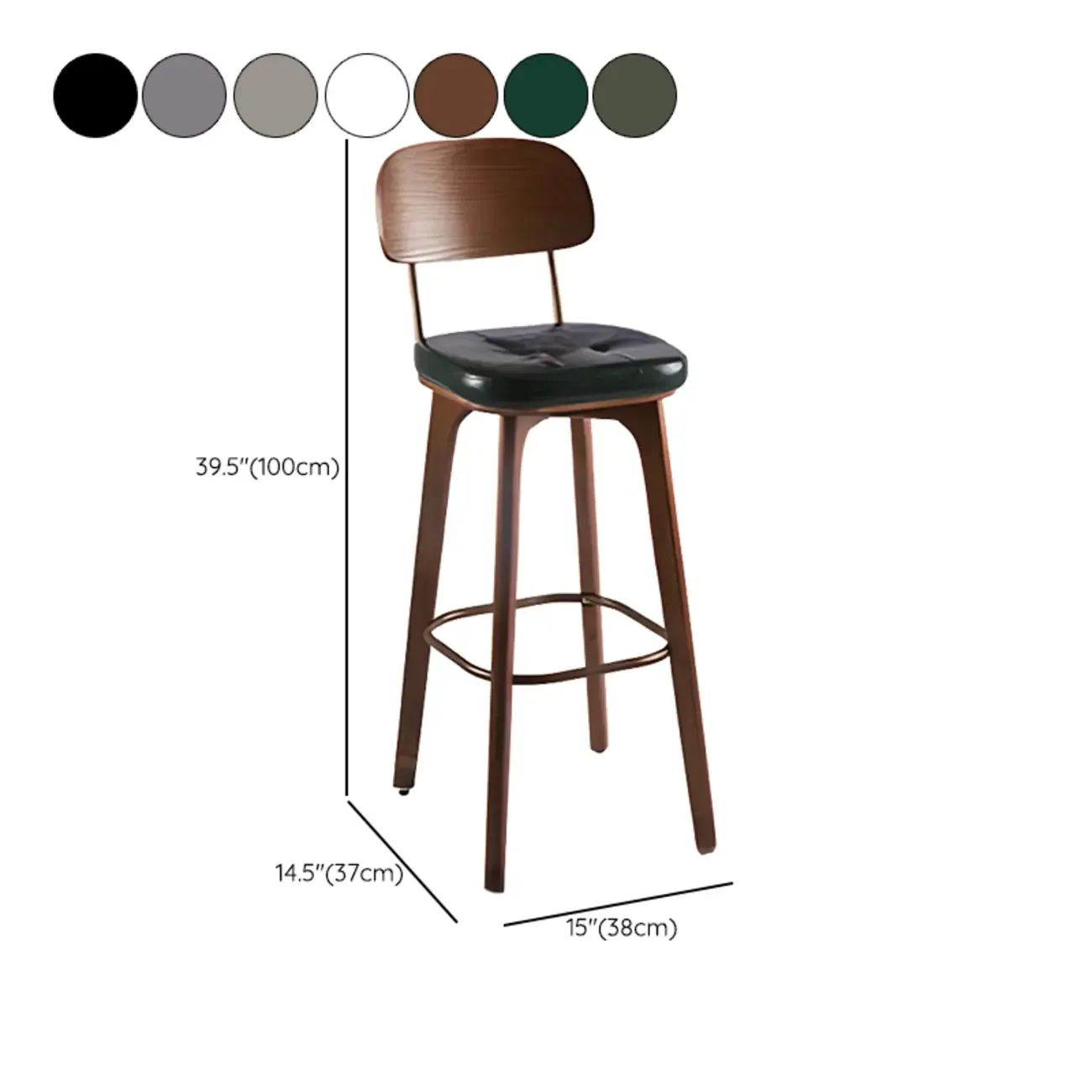 Brown Modern Wood Open Back Leather Bar Stools Image - 31