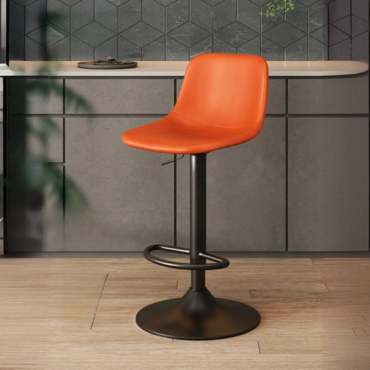 ]Modern Leather Adjustable Bar Stools with Backrest for Kitchen Image - 9 | homeyfad