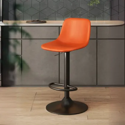 ]Modern Leather Adjustable Bar Stools with Backrest for Kitchen Image - 9