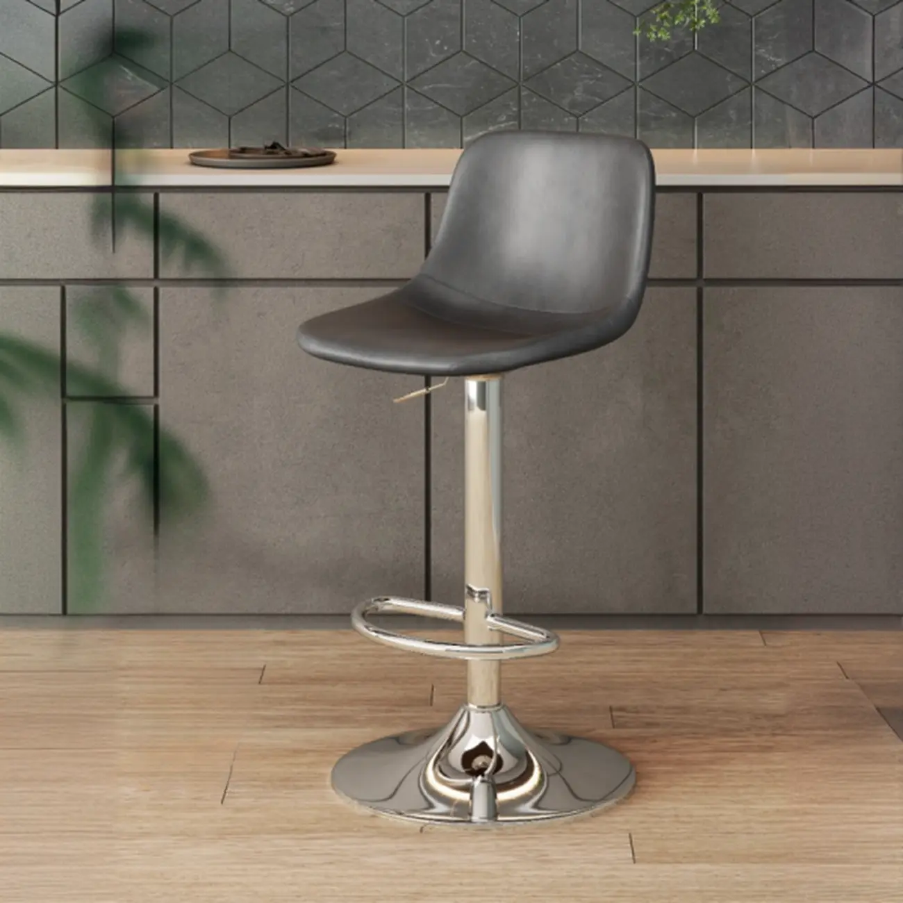 ]Modern Leather Adjustable Bar Stools with Backrest for Kitchen Image - 14 | homeyfad