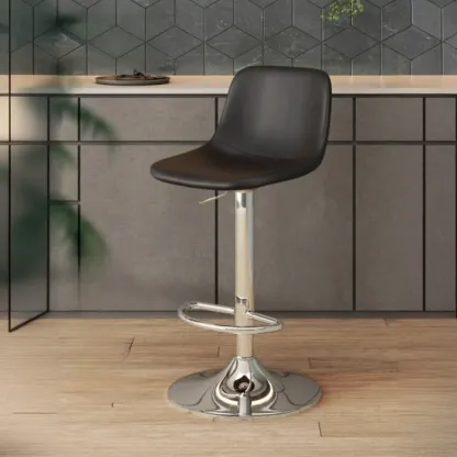 ]Modern Leather Adjustable Bar Stools with Backrest for Kitchen Image - 15
