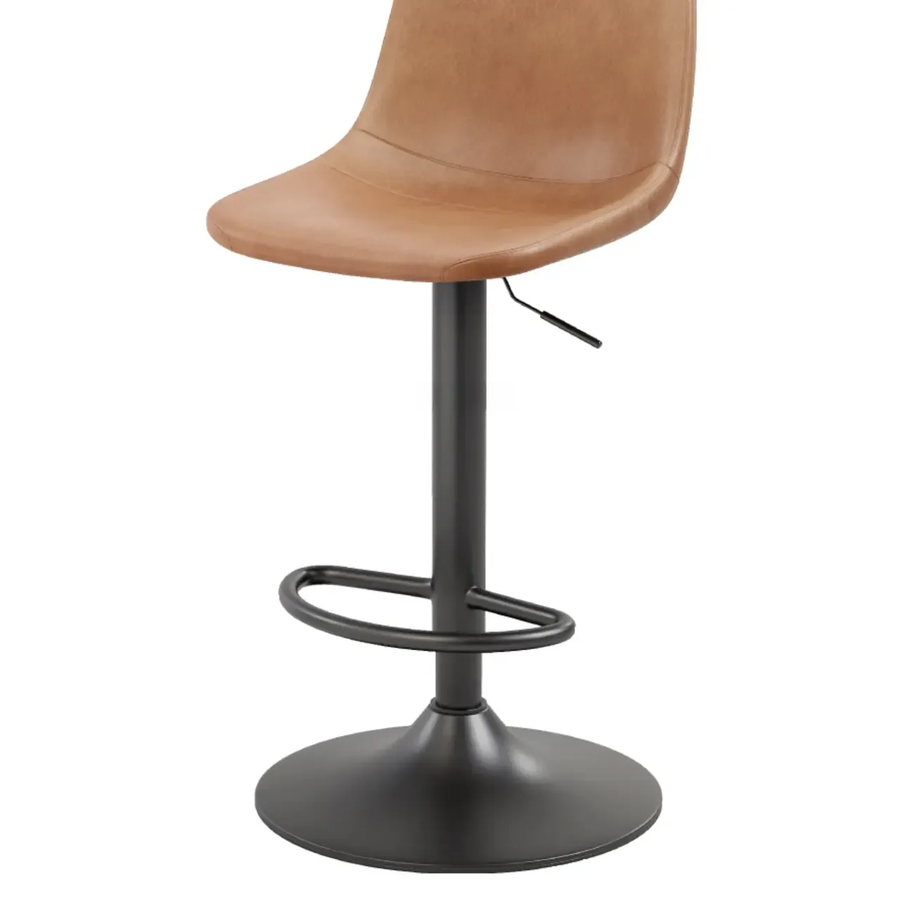 ]Modern Leather Adjustable Bar Stools with Backrest for Kitchen Image - 16