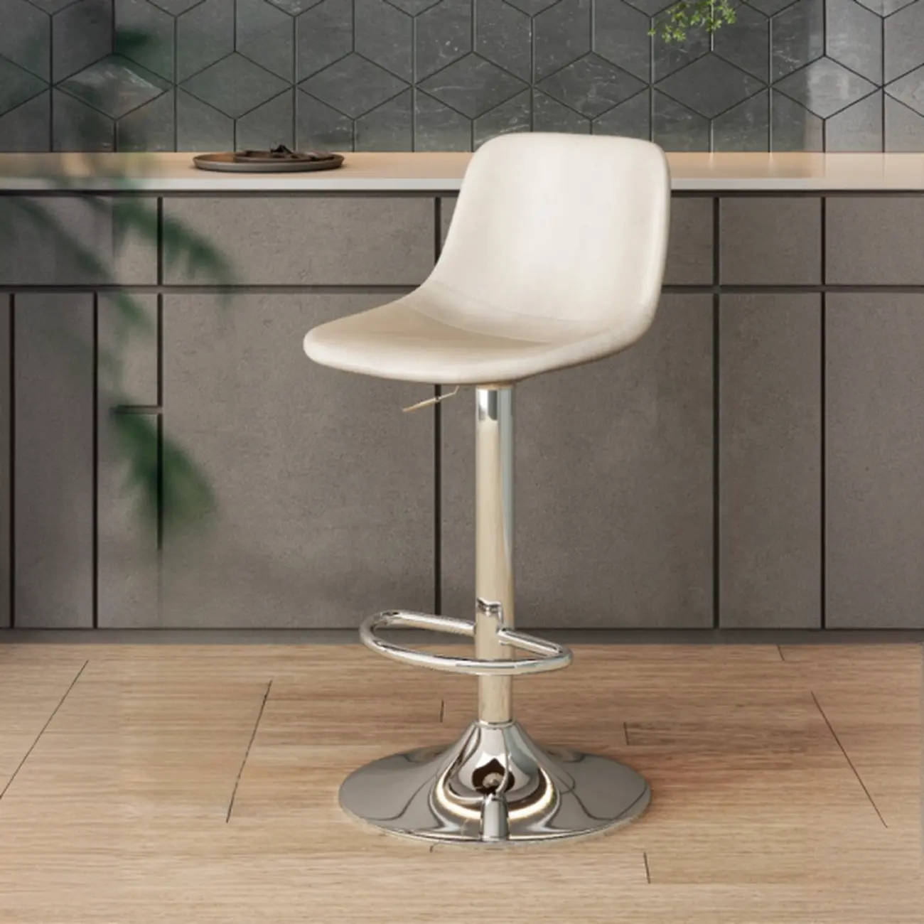]Modern Leather Adjustable Bar Stools with Backrest for Kitchen Image - 17 | homeyfad
