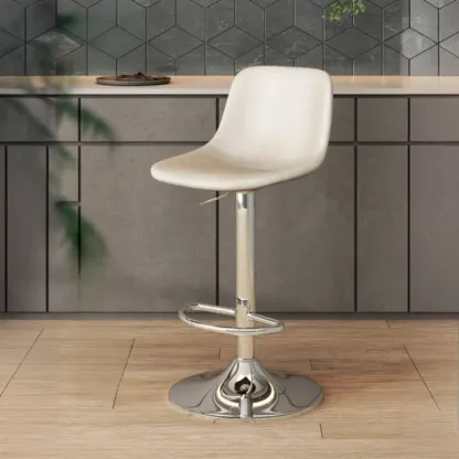 ]Modern Leather Adjustable Bar Stools with Backrest for Kitchen Image - 17