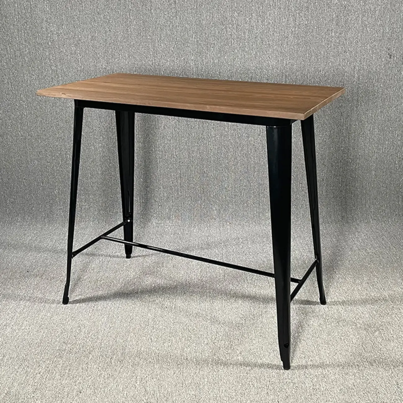 Industrial Brown Wood Black Metal Bar Tables Image - 2 | homeyfad