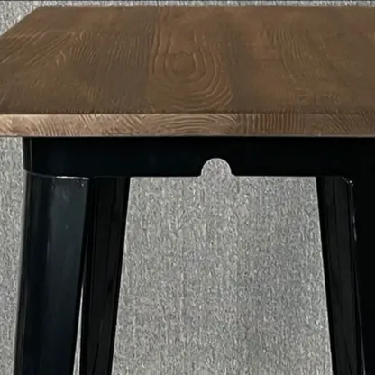 Industrial Brown Wood Black Metal Bar Tables Image - 5