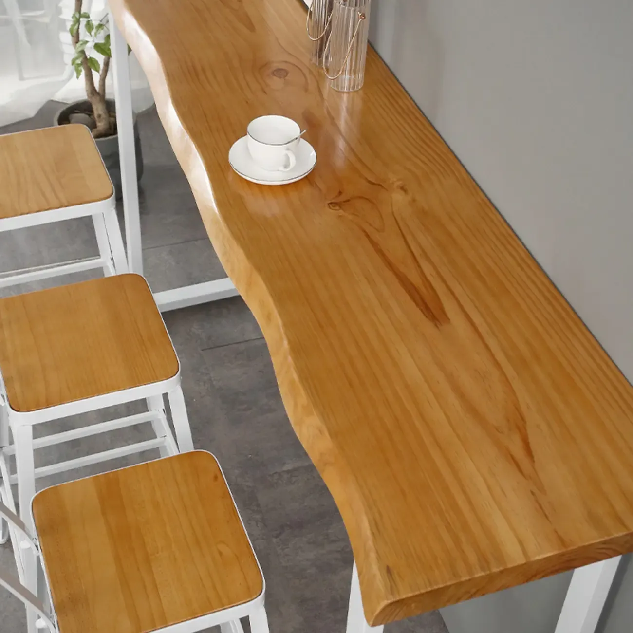 Scandinavian Hardwood Pub Table with Sled Base Image - 2