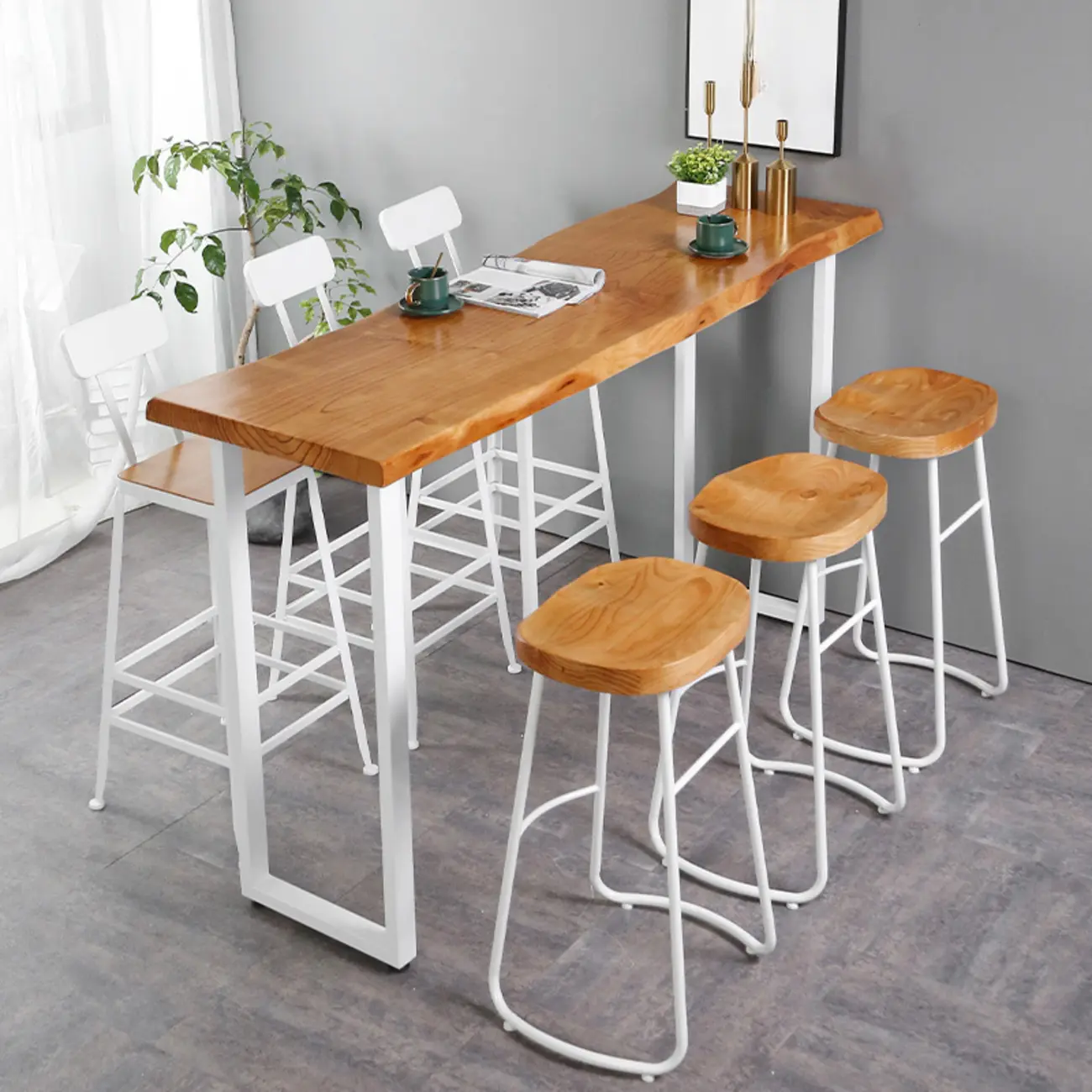 Scandinavian Hardwood Pub Table with Sled Base Image - 4 | homeyfad