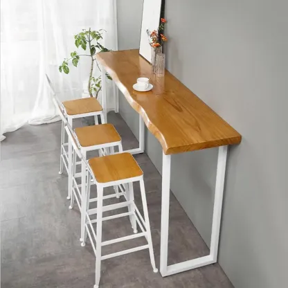 Scandinavian Hardwood Pub Table with Sled Base Image - 5