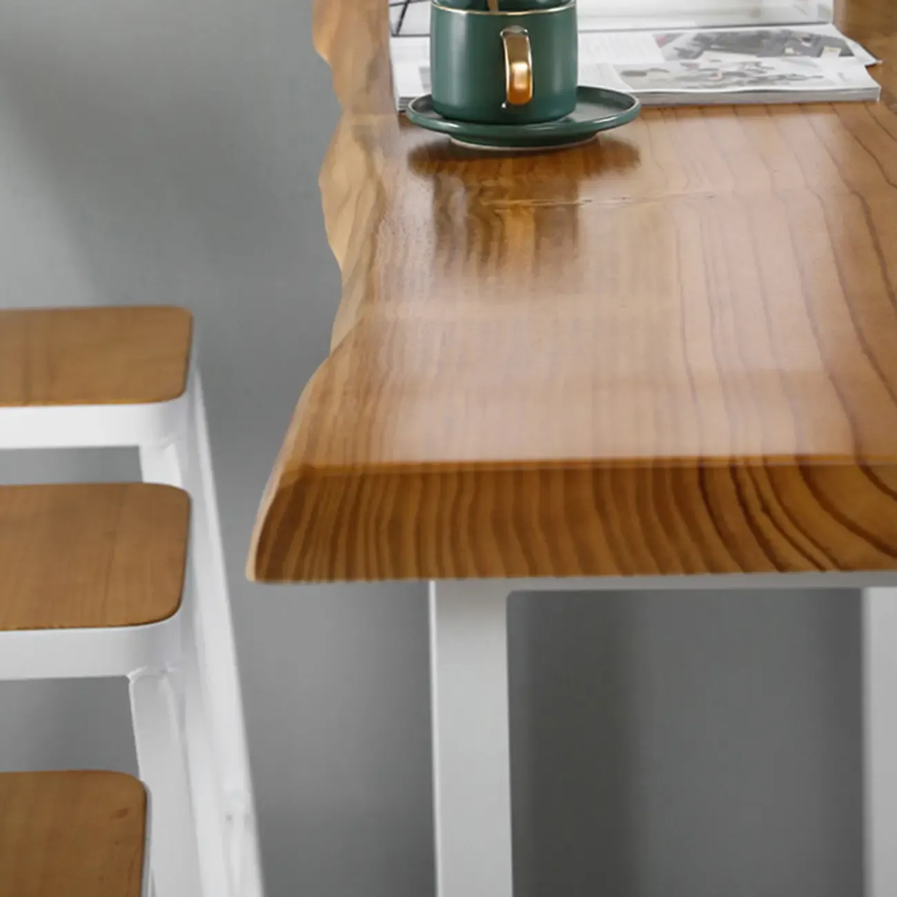 Scandinavian Hardwood Pub Table with Sled Base Image - 8