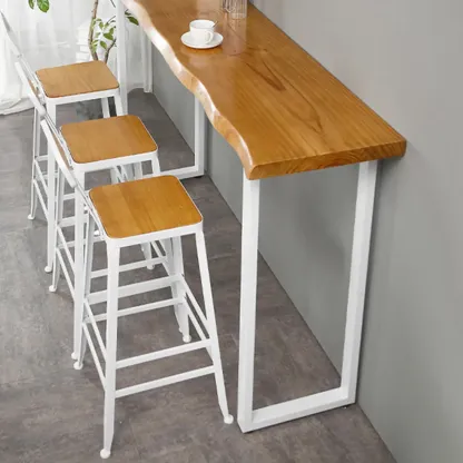 Scandinavian Hardwood Pub Table with Sled Base Image - 9