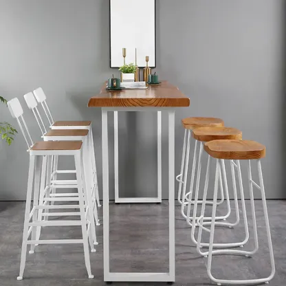 Scandinavian Hardwood Pub Table with Sled Base Image - 11