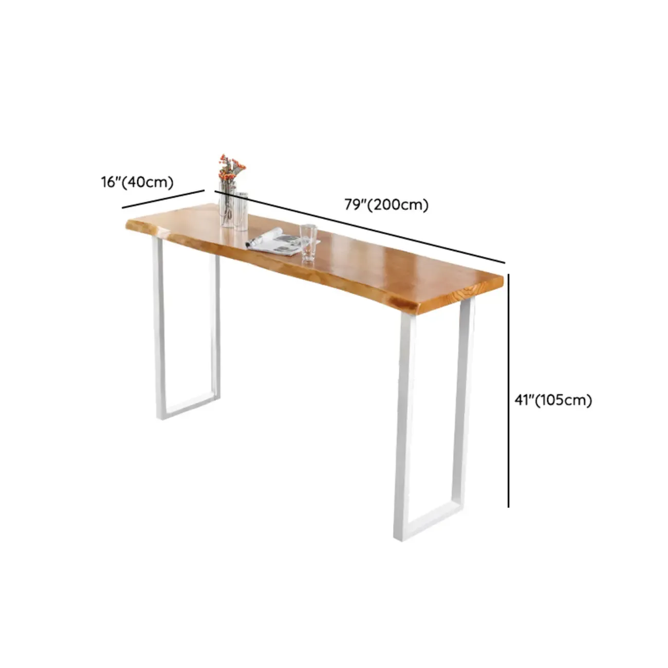 Scandinavian Hardwood Pub Table with Sled Base Image - 17