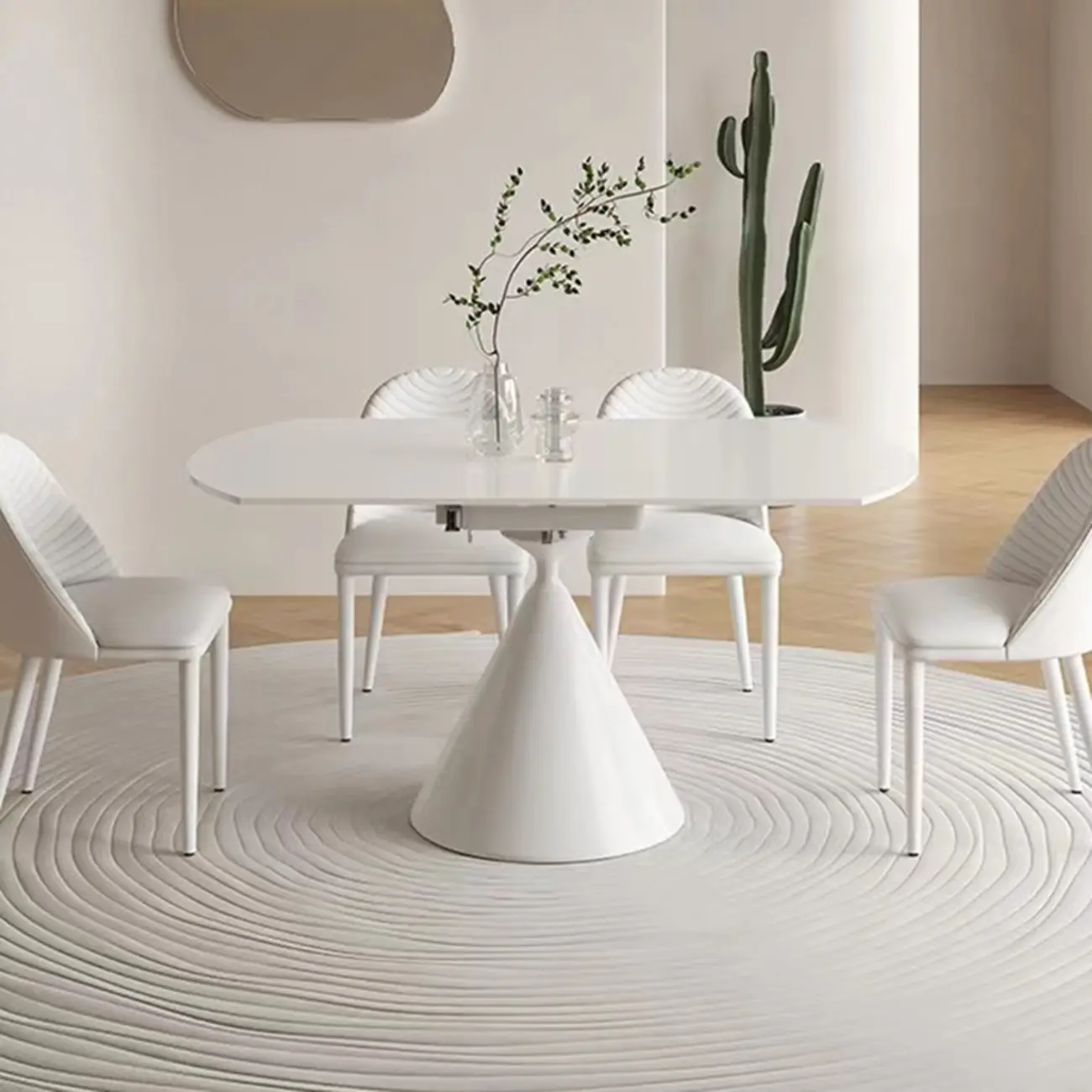 Stone Metal Cone Extendable Dining Table Image - 1 | homeyfad
