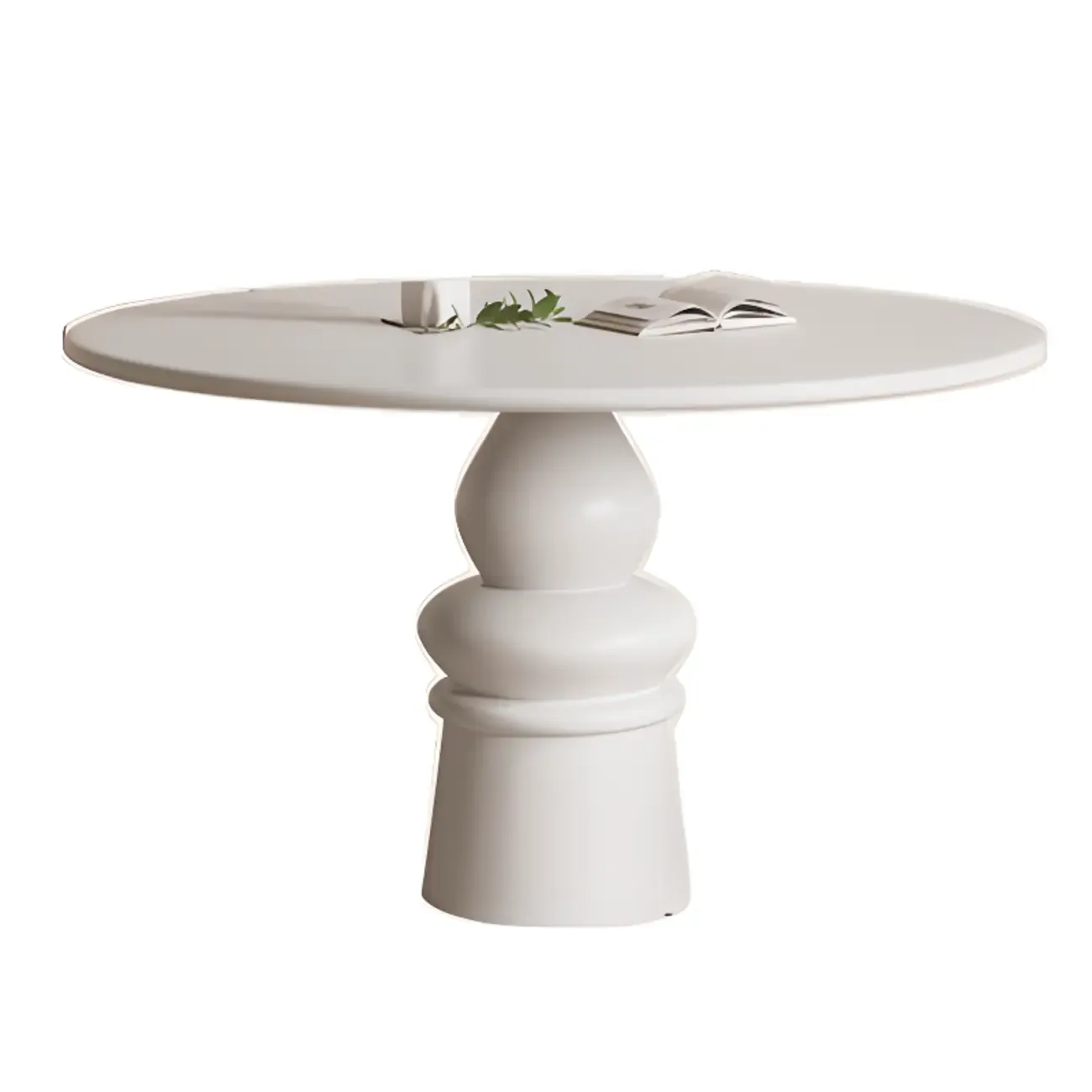 Casual White Pedestal Wood Round Dining Table Image - 5