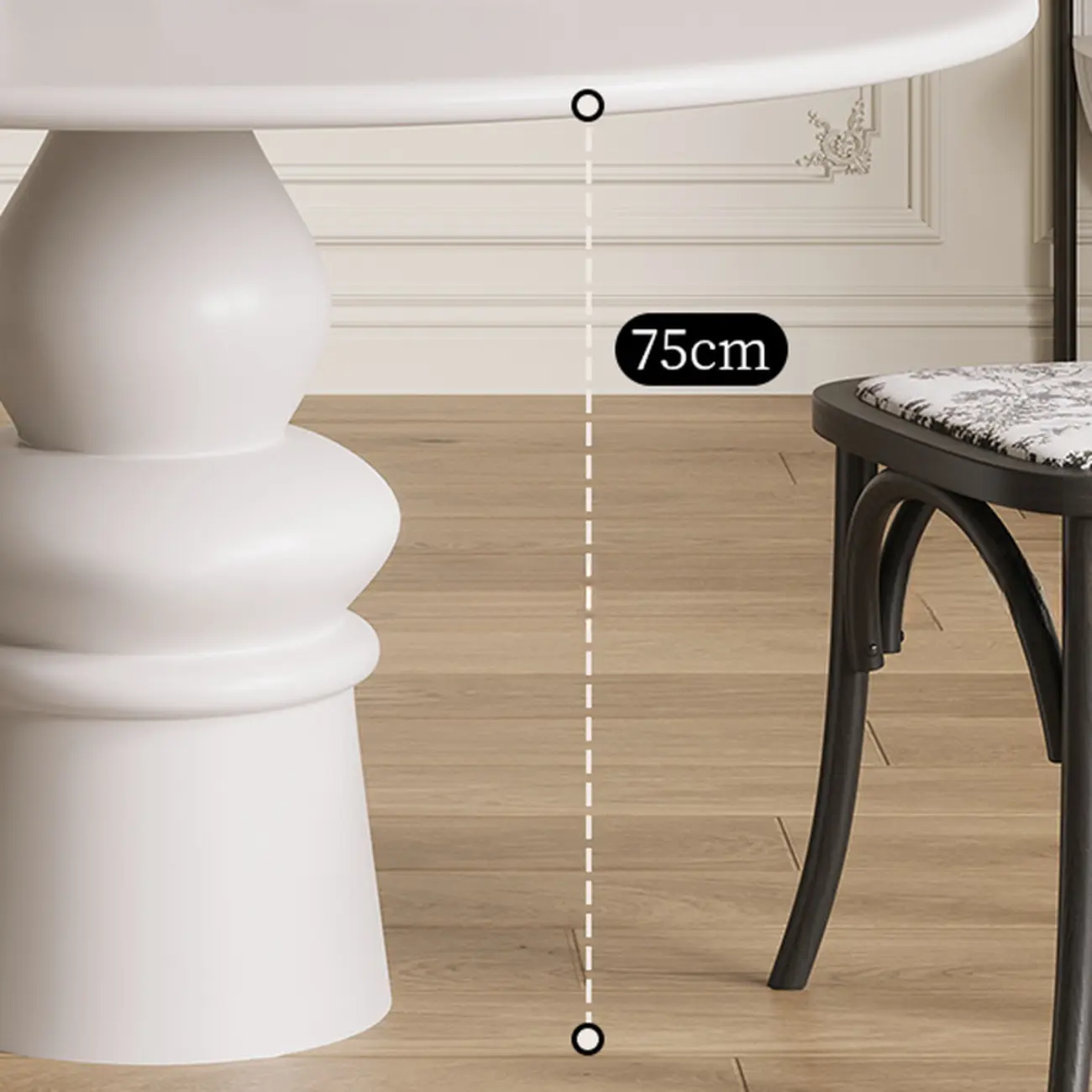 Casual White Pedestal Wood Round Dining Table Image - 9 | homeyfad