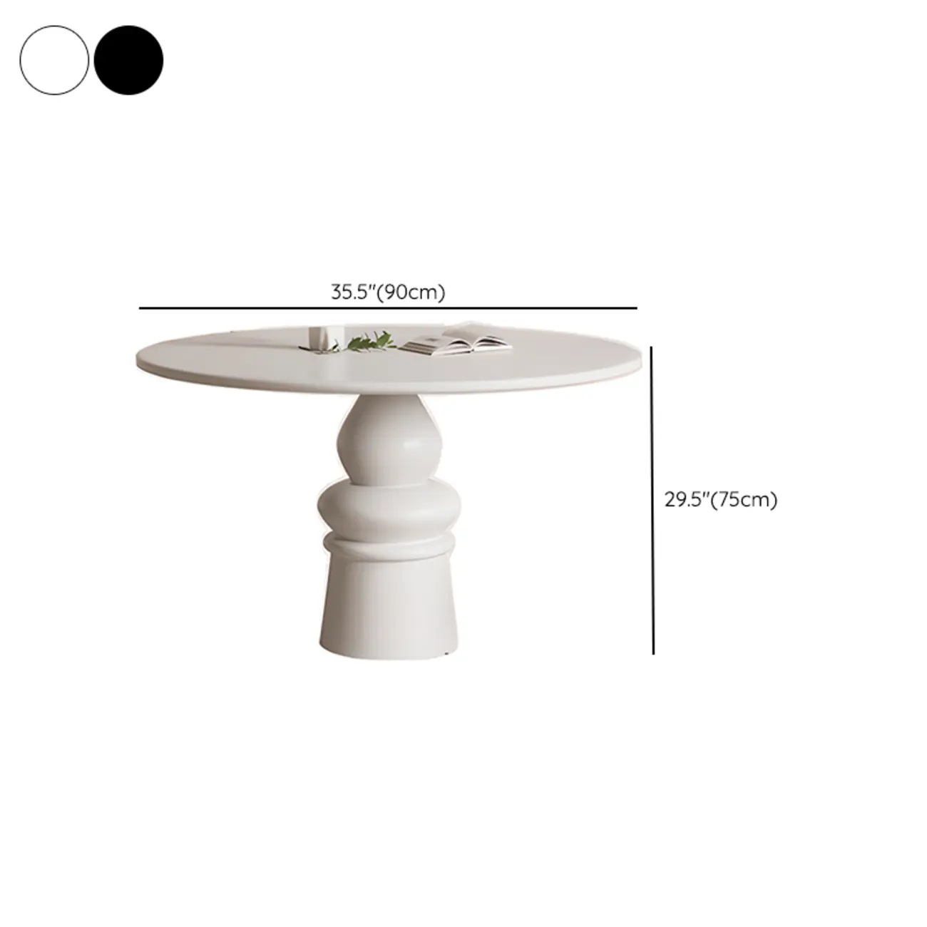 Casual White Pedestal Wood Round Dining Table #size | homeyfad