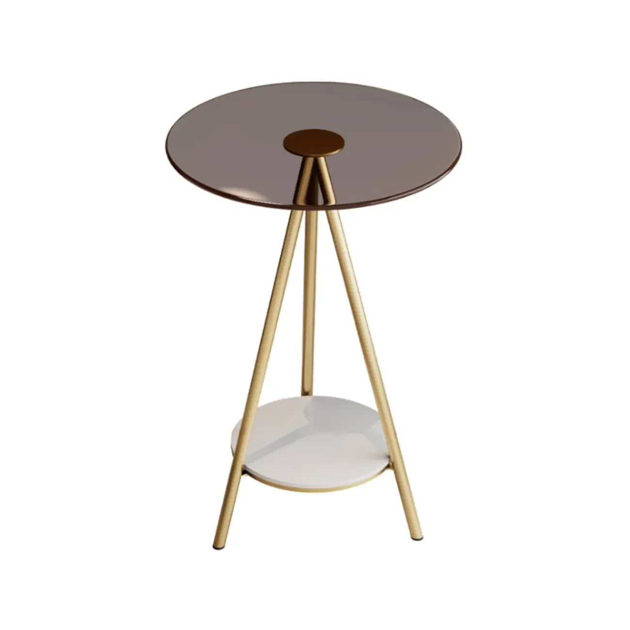 Glam Round Glass Storage End Table with Metal Legs Image - 5