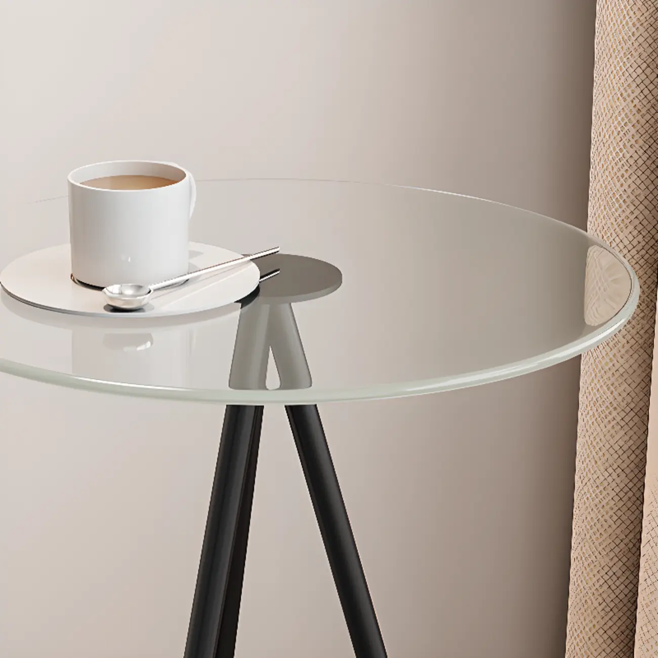 Glam Round Glass Storage End Table with Metal Legs Image - 6 | homeyfad