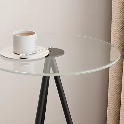 Glam Round Glass Storage End Table with Metal Legs Image - 6