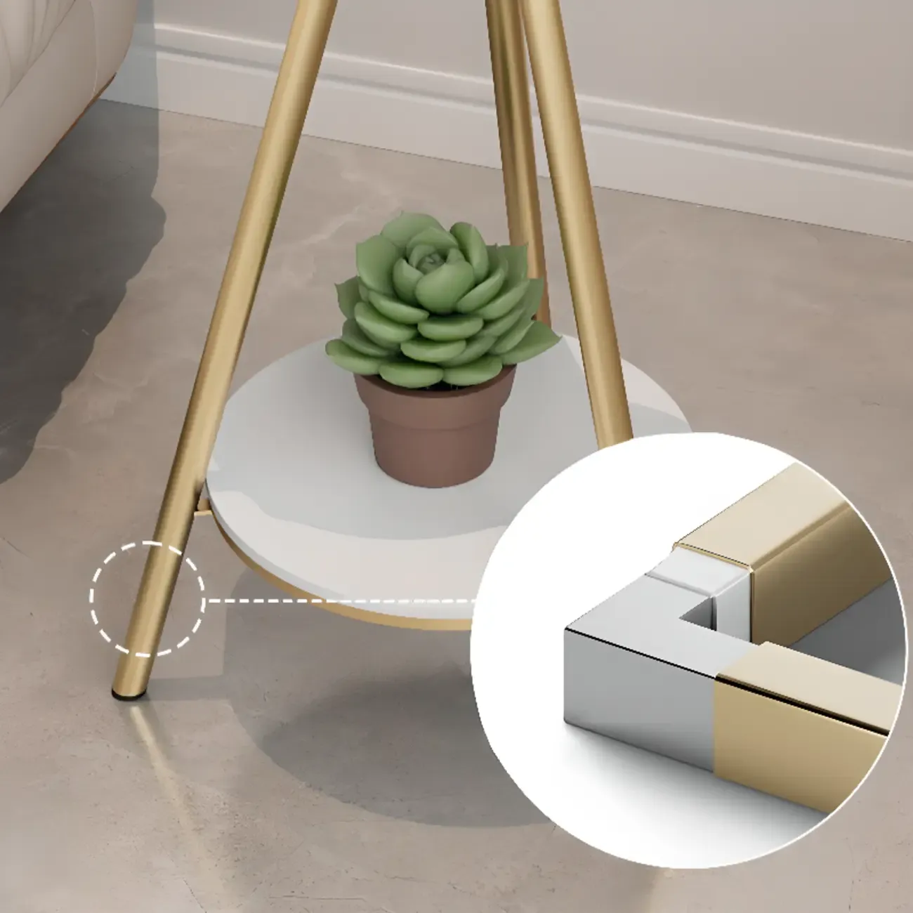 Glam Round Glass Storage End Table with Metal Legs Image - 9