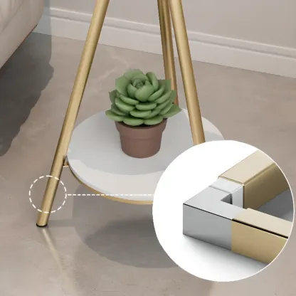 Glam Round Glass Storage End Table with Metal Legs Image - 9