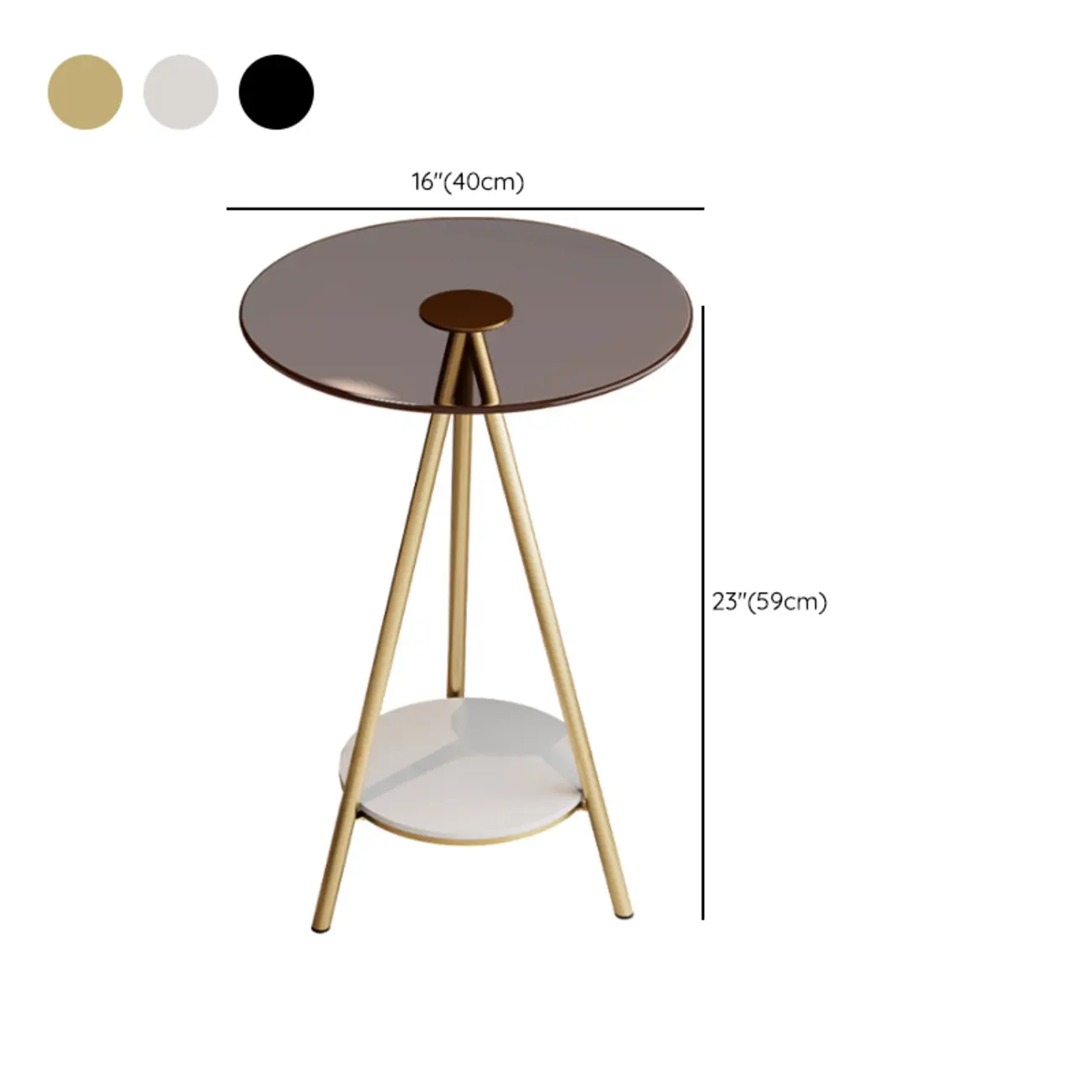 Glam Round Glass Storage End Table with Metal Legs #size | homeyfad