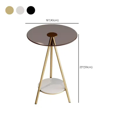 Glam Round Glass Storage End Table with Metal Legs #size