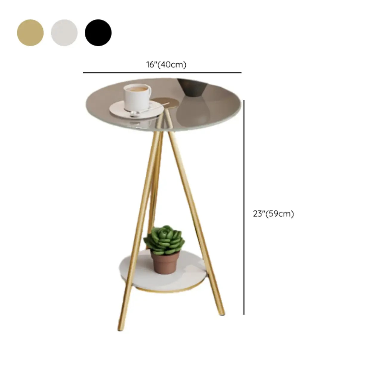 Glam Round Glass Storage End Table with Metal Legs Image - 13