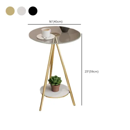 Glam Round Glass Storage End Table with Metal Legs Image - 13