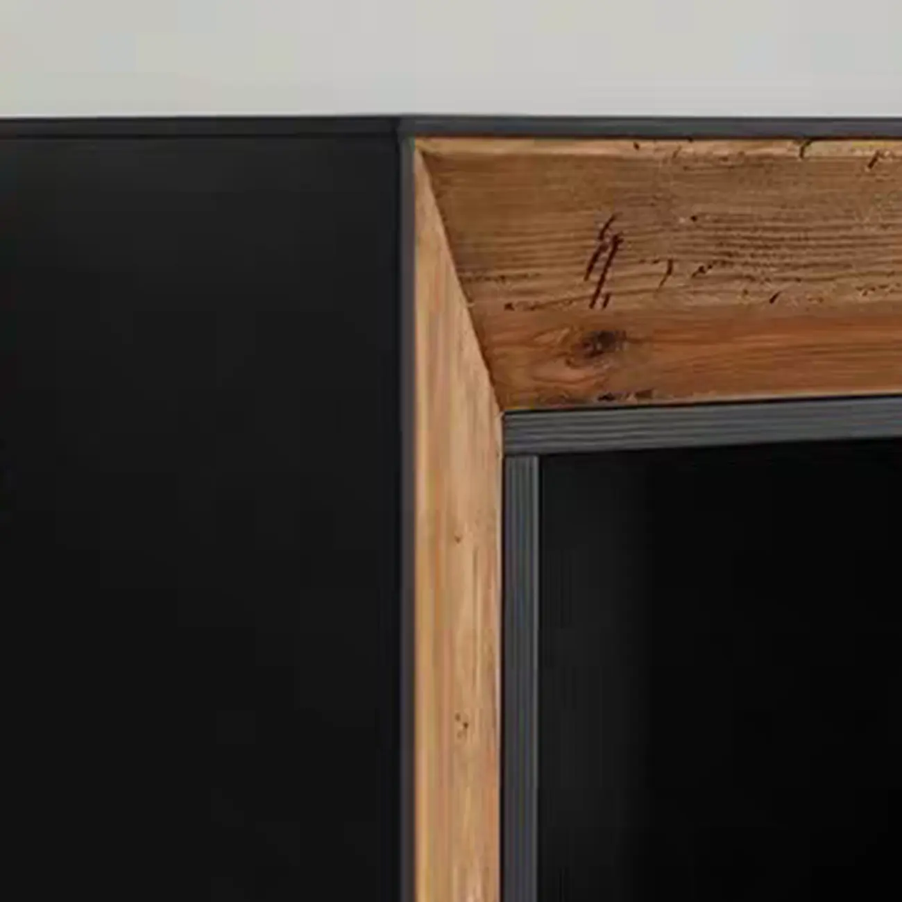 Modern Black Brown Pine Wooden Open Storage Display Cabinet Image - 7 | homeyfad