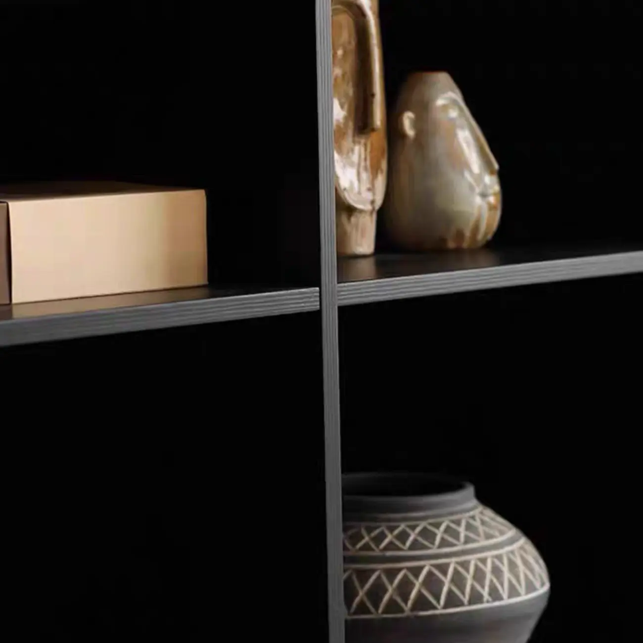 Modern Black Brown Pine Wooden Open Storage Display Cabinet Image - 8 | homeyfad