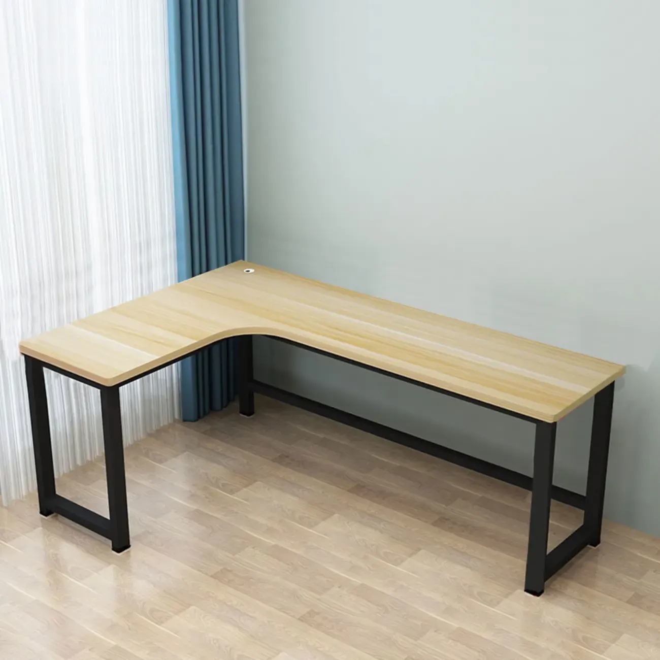 Modern Wooden L-Shaped Desk with Storage for Home Office Image - 4