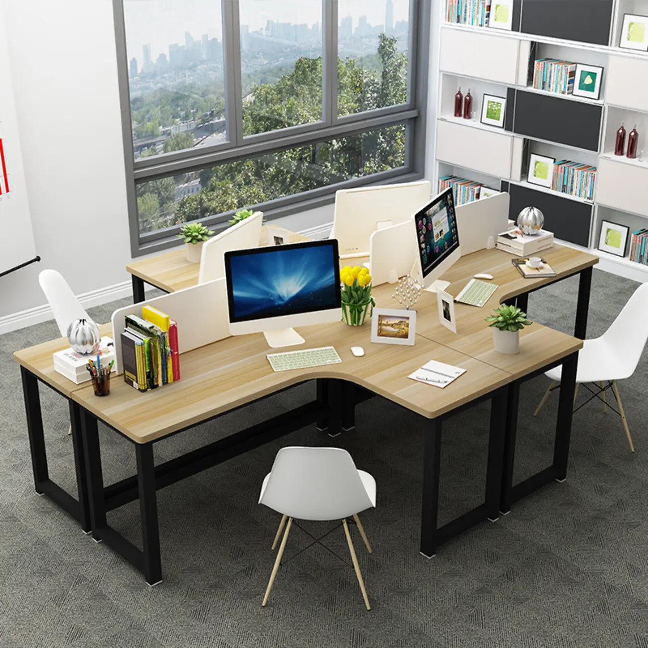 Modern Wooden L-Shaped Desk with Storage for Home Office Image - 2 | homeyfad