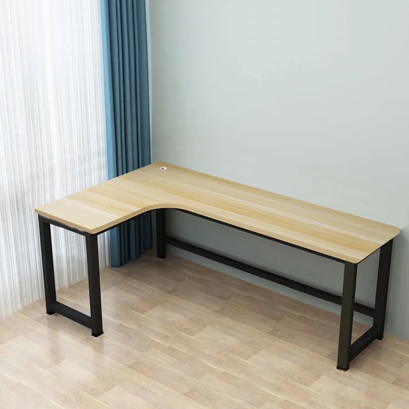 Modern Wooden L-Shaped Desk with Storage for Home Office Image - 5