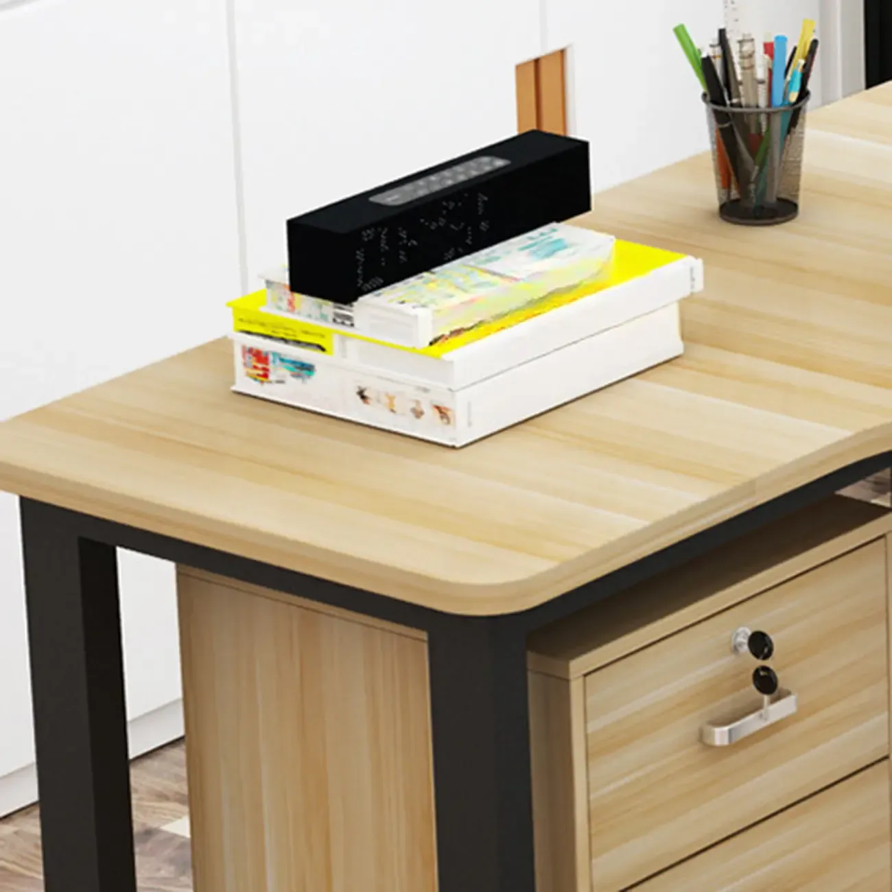 Modern Wooden L-Shaped Desk with Storage for Home Office Image - 6