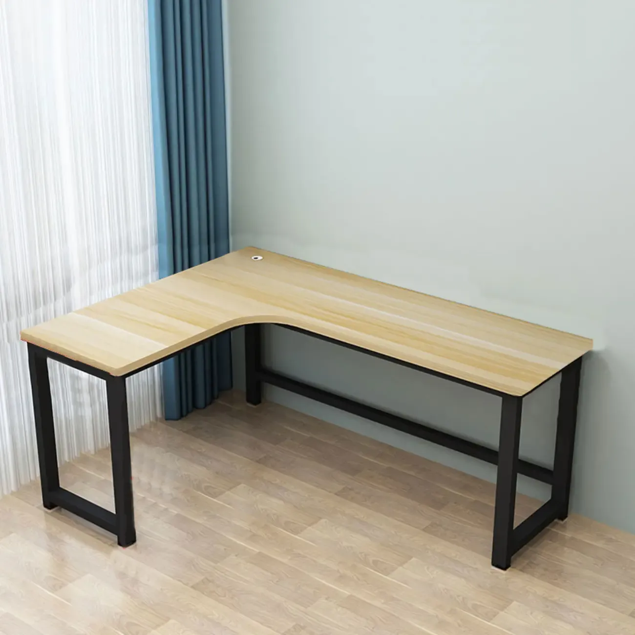 Modern Wooden L-Shaped Desk with Storage for Home Office Image - 7