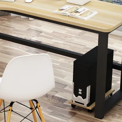 Modern Wooden L-Shaped Desk with Storage for Home Office Image - 8