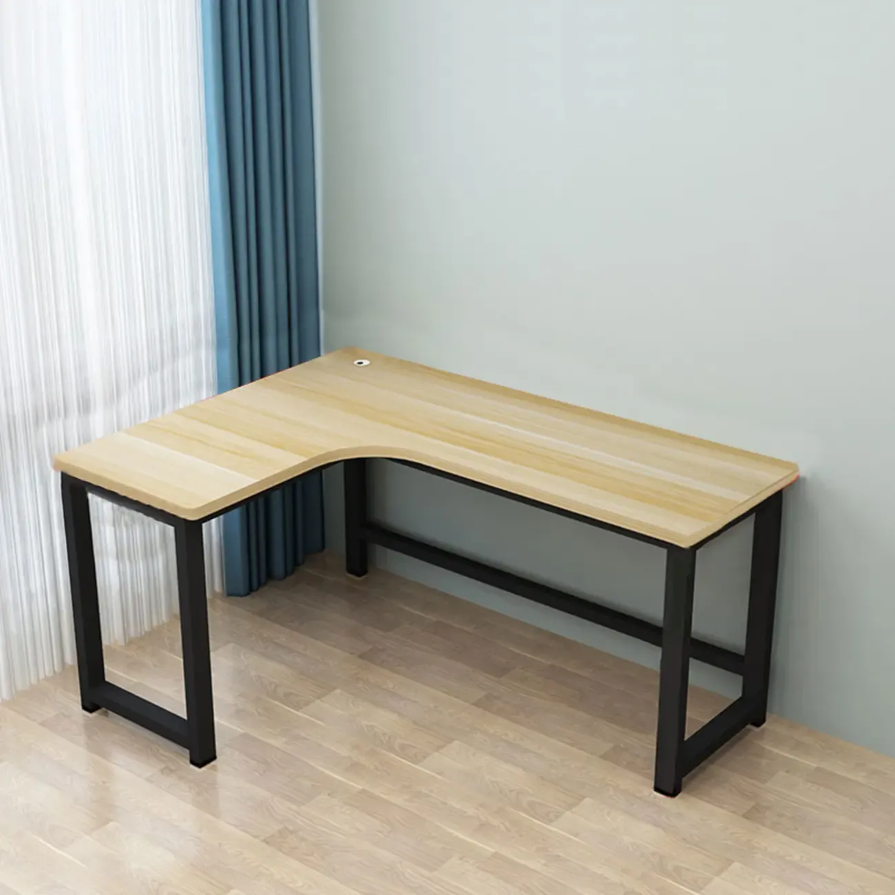 Modern Wooden L-Shaped Desk with Storage for Home Office Image - 9