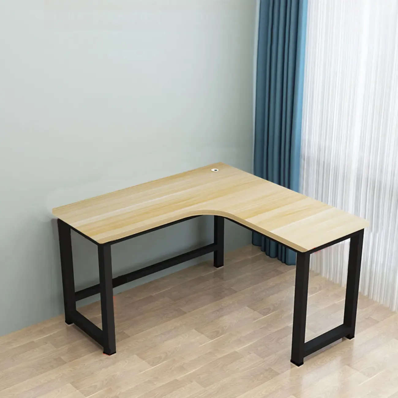 Modern Wooden L-Shaped Desk with Storage for Home Office Image - 11