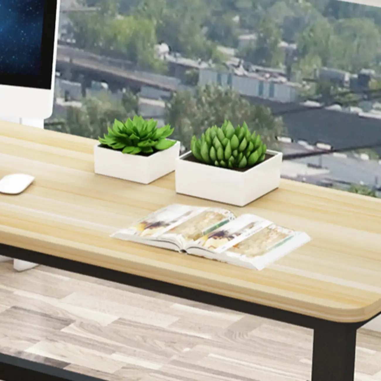 Modern Wooden L-Shaped Desk with Storage for Home Office Image - 12