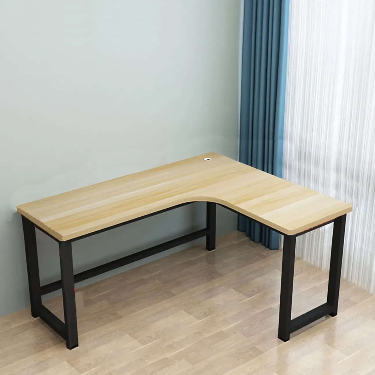 Modern Wooden L-Shaped Desk with Storage for Home Office Image - 13