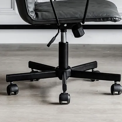 Elegant Grey Leather Metal Swivel Office Chair with Casters Image - 5
